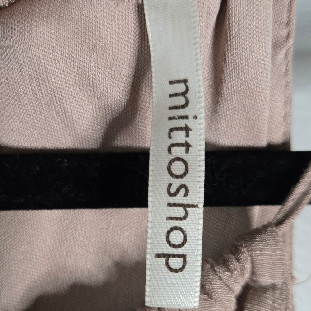 Mittoshop Sleeveless Wide Leg Halter Jumpsuit Taupe Blush Made in USA Large - Picture 7 of 8